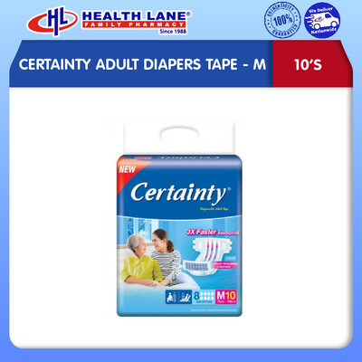 CERTAINTY ADULT DIAPERS TAPE- M (10'S)